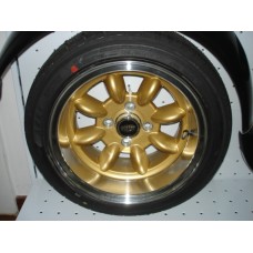 4 Jantes 7x13 Minilite dourada c/pneus Yokohama 175/50R13